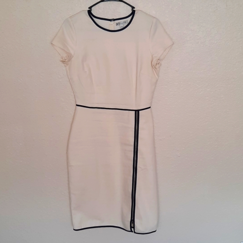 Cream and navy size S mid length dress